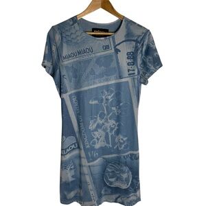 Miaou x Urban Outfitters Light Blue  Exclusive Billie Stamp Mini Dress Size XXL